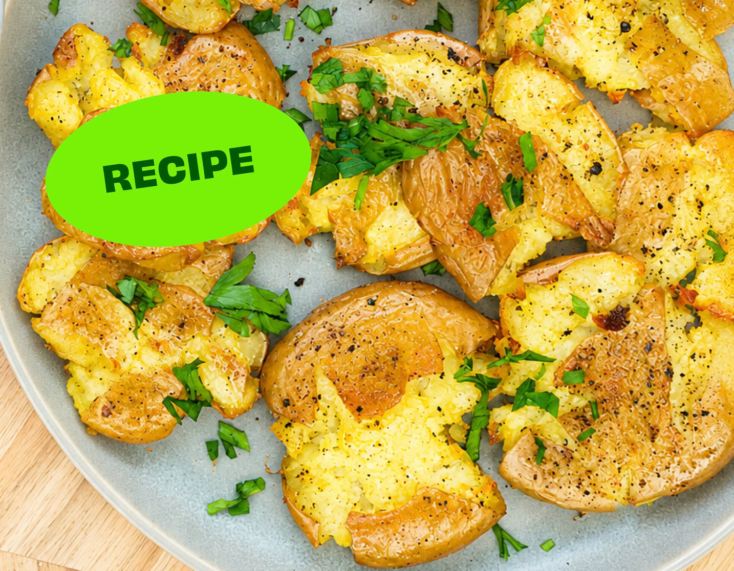 Crispy, Golden Smashed Potatoes with Creamy Green Goddess Dip