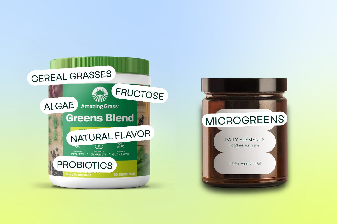 Amazing Grass Greens Blend vs. Daily Elements