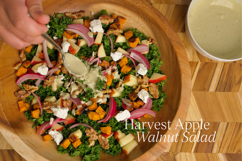 Healthy Harvest Apple and Walnut Salad With Lemon Tahini Dressing