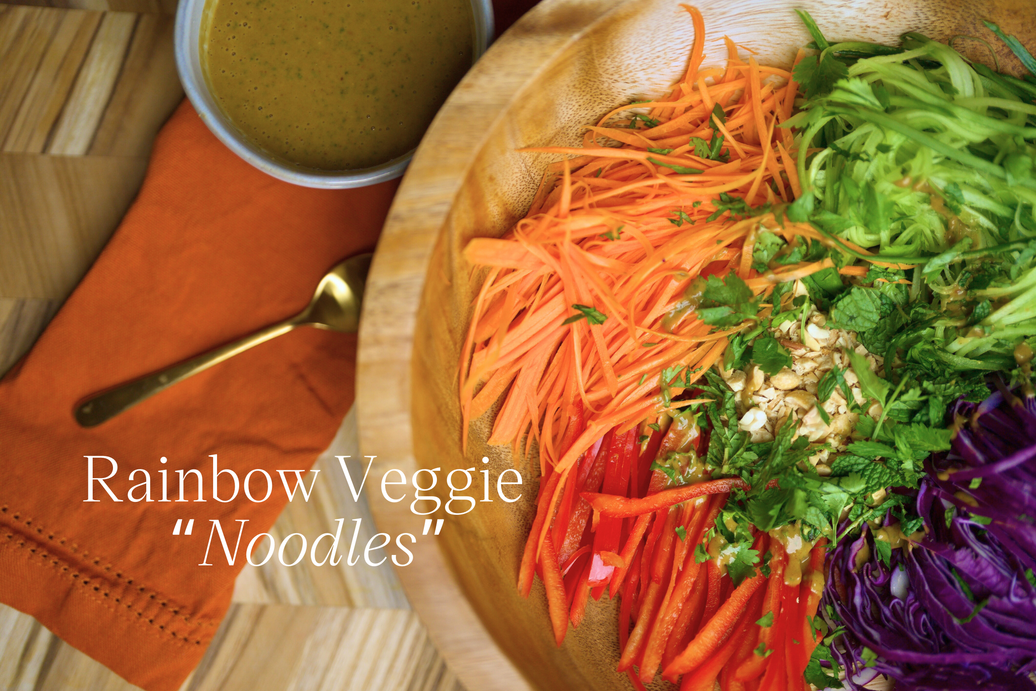 Crunchy Rainbow Vegetable Noodle Salad with Creamy Peanut Dressing